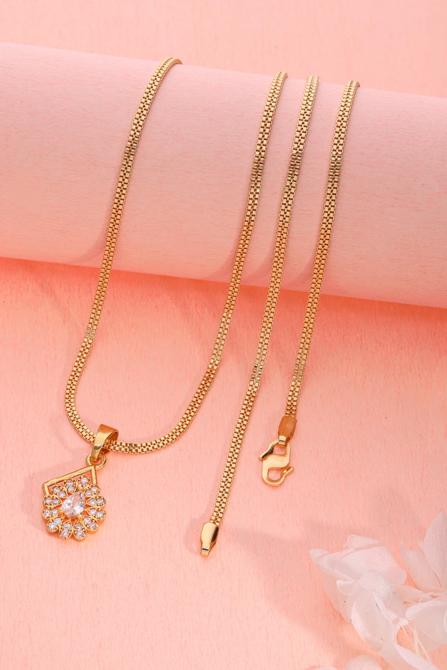 brado jewellery Pack of 1 Gold Plated AD Pendant Necklace - Image 4
