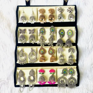 RATNAASYA Premium Gift Combo 12 Designer Oxidized Jhumka