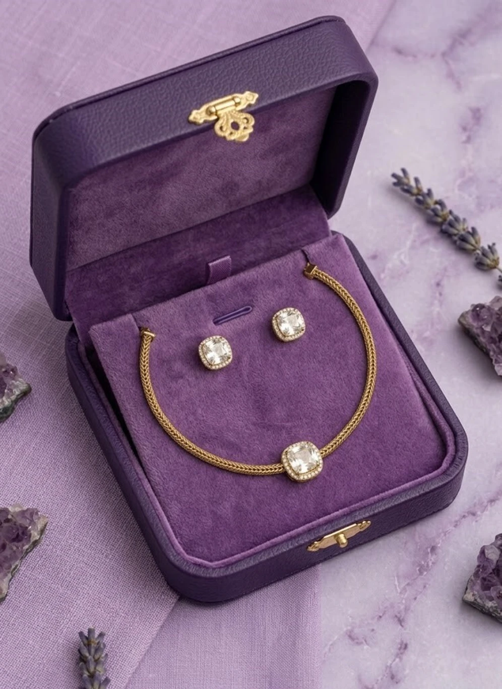 pmsquare Brass, Copper Gold-plated Gold Jewel Set